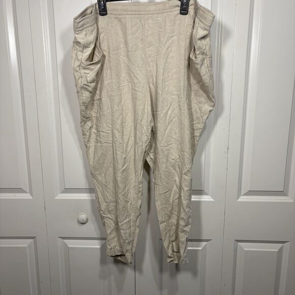 Old Navy Linen Crop Pants Womens XXL Beige Relaxed Fit Coastal Resortcore Boho - Picture 1 of 9